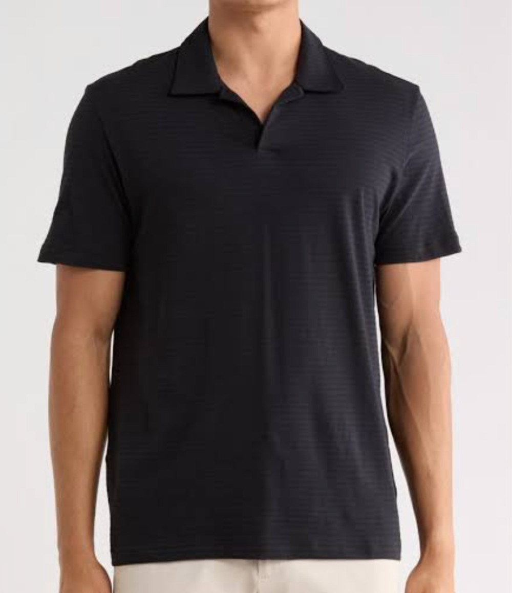 Theory Willem Black Cotton Polo Shirt Size Small NWT Stretch Fit Casual Jersey
